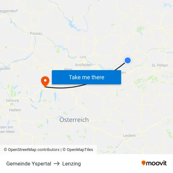 Gemeinde Yspertal to Lenzing map
