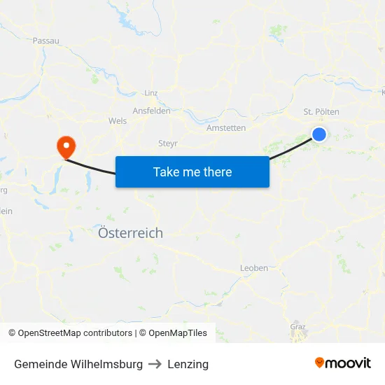 Gemeinde Wilhelmsburg to Lenzing map