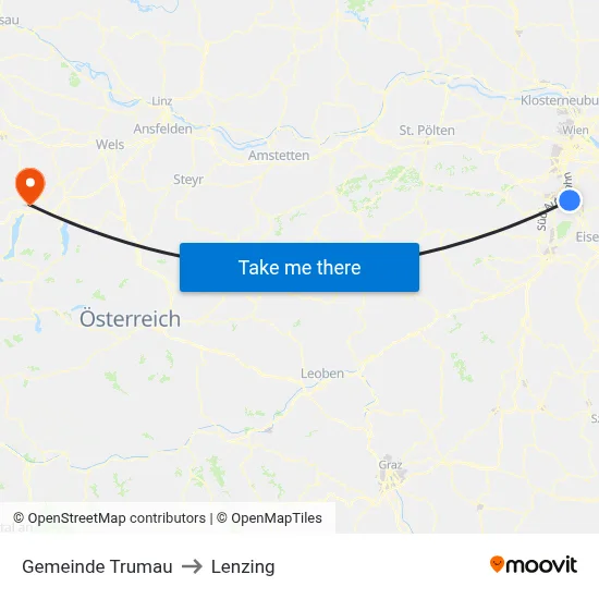 Gemeinde Trumau to Lenzing map