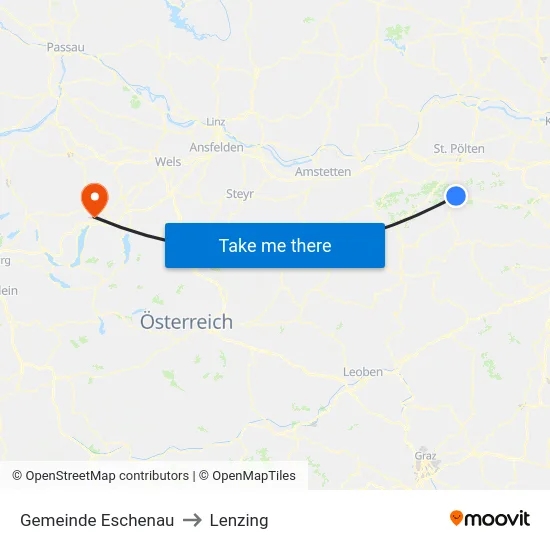 Gemeinde Eschenau to Lenzing map