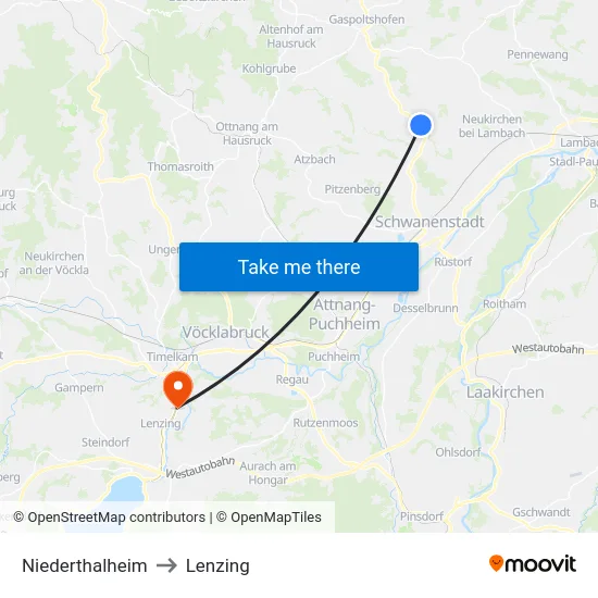 Niederthalheim to Lenzing map
