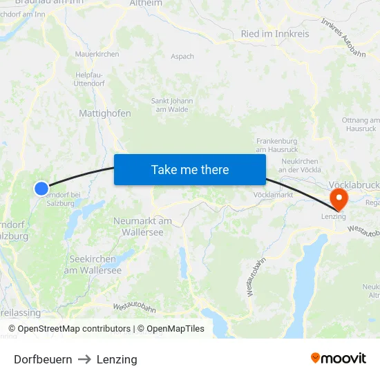 Dorfbeuern to Lenzing map