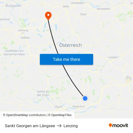 Sankt Georgen am Längsee to Lenzing map