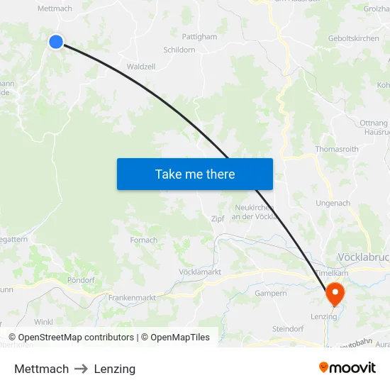 Mettmach to Lenzing map
