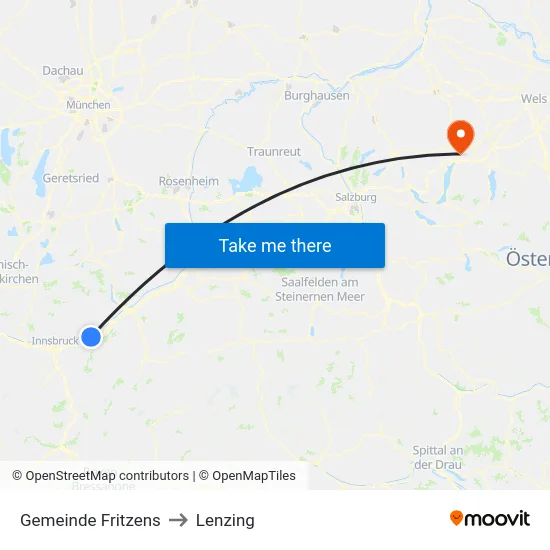 Gemeinde Fritzens to Lenzing map