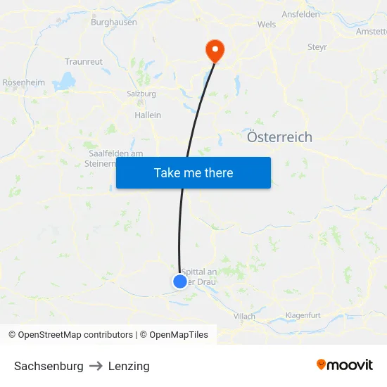 Sachsenburg to Lenzing map