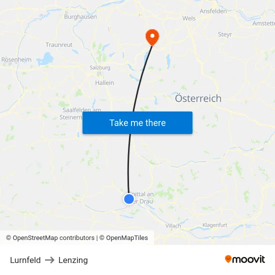 Lurnfeld to Lenzing map