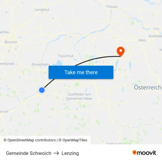 Gemeinde Schwoich to Lenzing map