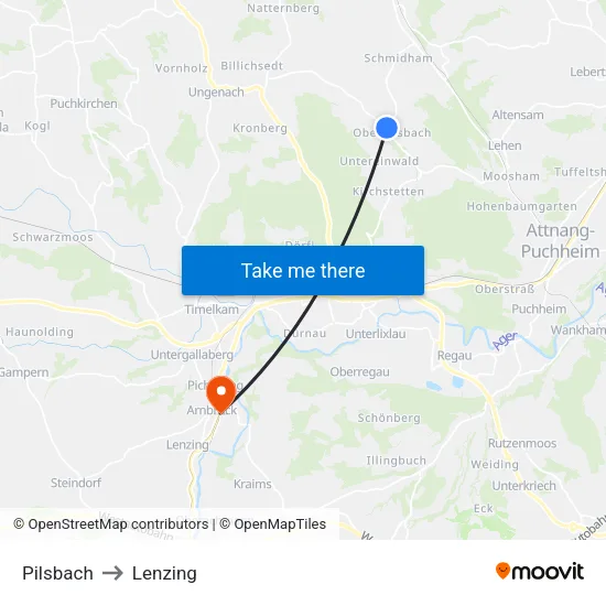 Pilsbach to Lenzing map