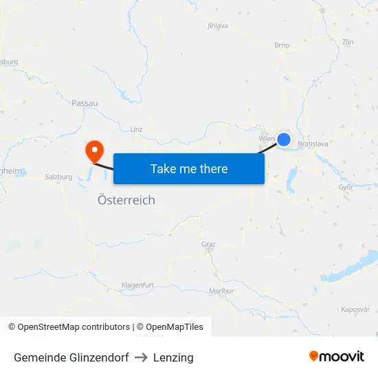 Gemeinde Glinzendorf to Lenzing map