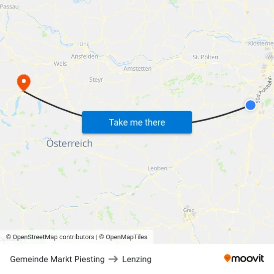 Gemeinde Markt Piesting to Lenzing map