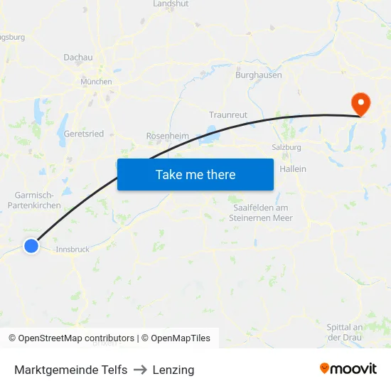 Marktgemeinde Telfs to Lenzing map
