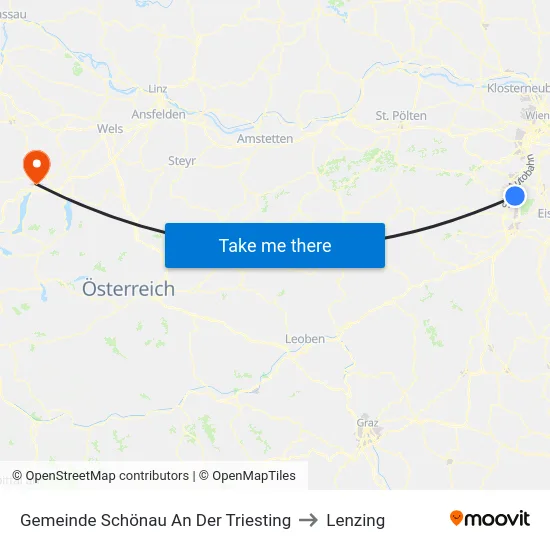 Gemeinde Schönau An Der Triesting to Lenzing map
