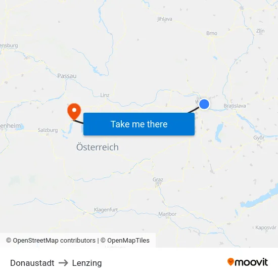 Donaustadt to Lenzing map