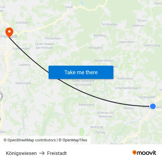 Königswiesen to Freistadt map