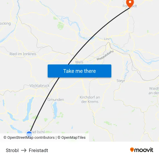 Strobl to Freistadt map