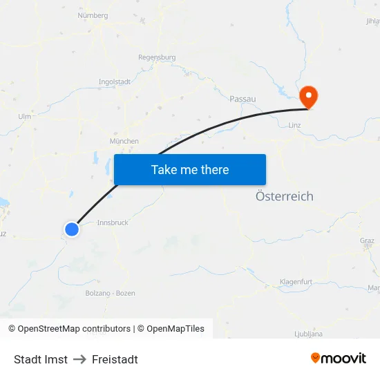 Stadt Imst to Freistadt map