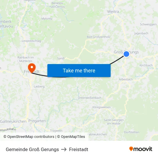 Gemeinde Groß Gerungs to Freistadt map