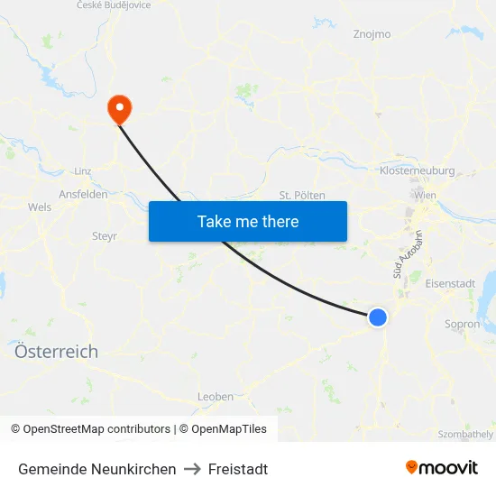 Gemeinde Neunkirchen to Freistadt map