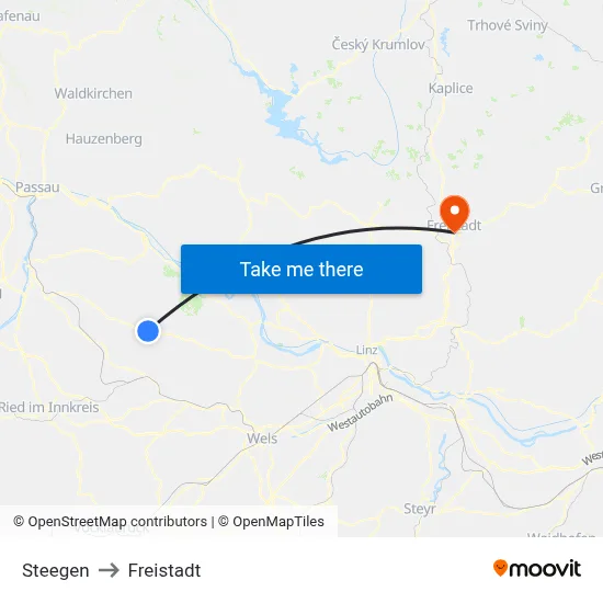 Steegen to Freistadt map