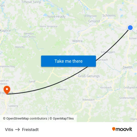 Vitis to Freistadt map