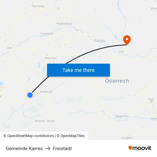 Gemeinde Karres to Freistadt map