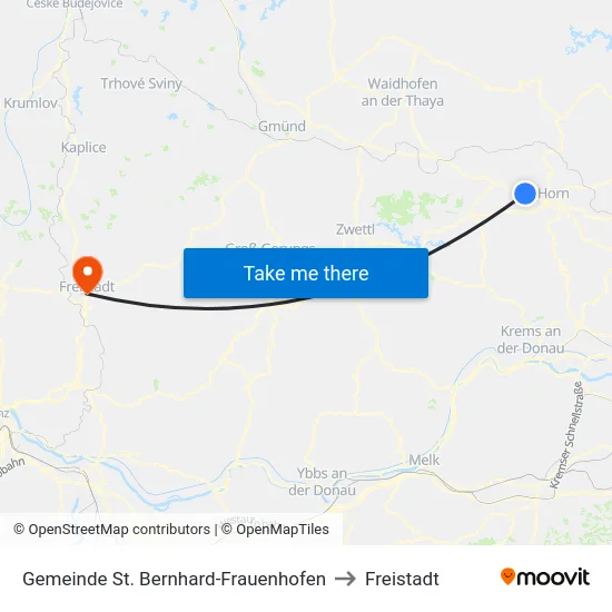 Gemeinde St. Bernhard-Frauenhofen to Freistadt map