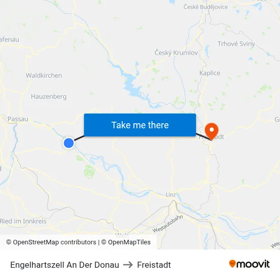 Engelhartszell An Der Donau to Freistadt map