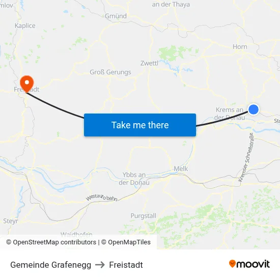 Gemeinde Grafenegg to Freistadt map