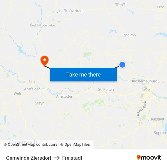 Gemeinde Ziersdorf to Freistadt map