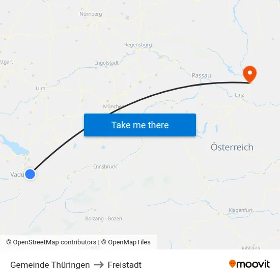 Gemeinde Thüringen to Freistadt map