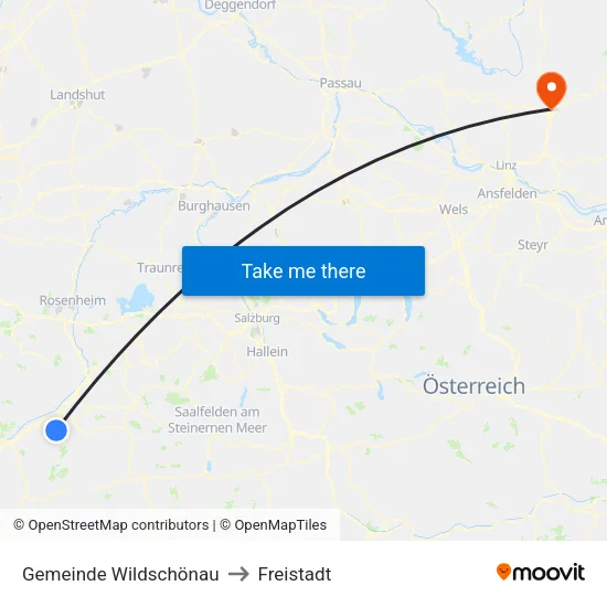 Gemeinde Wildschönau to Freistadt map
