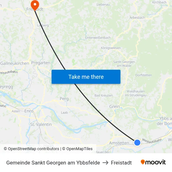 Gemeinde Sankt Georgen am Ybbsfelde to Freistadt map