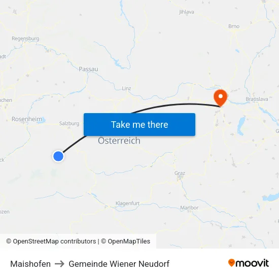 Maishofen to Gemeinde Wiener Neudorf map