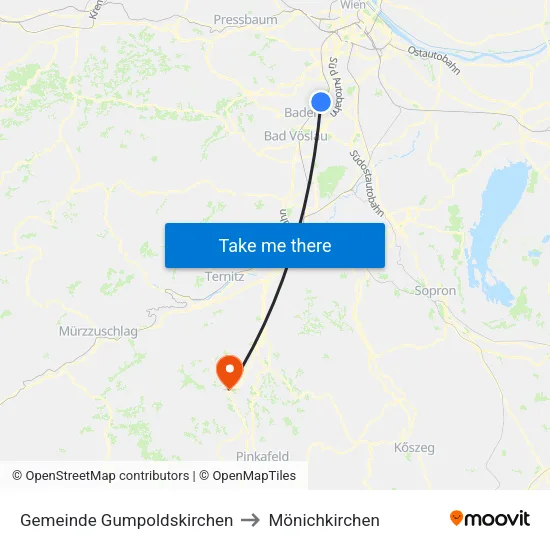 Gemeinde Gumpoldskirchen to Mönichkirchen map