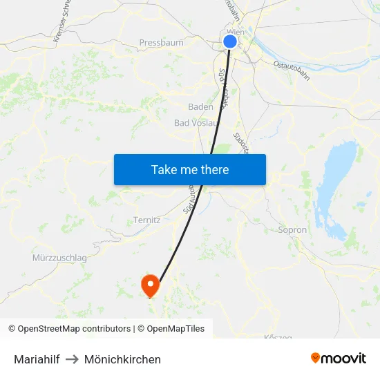 Mariahilf to Mönichkirchen map