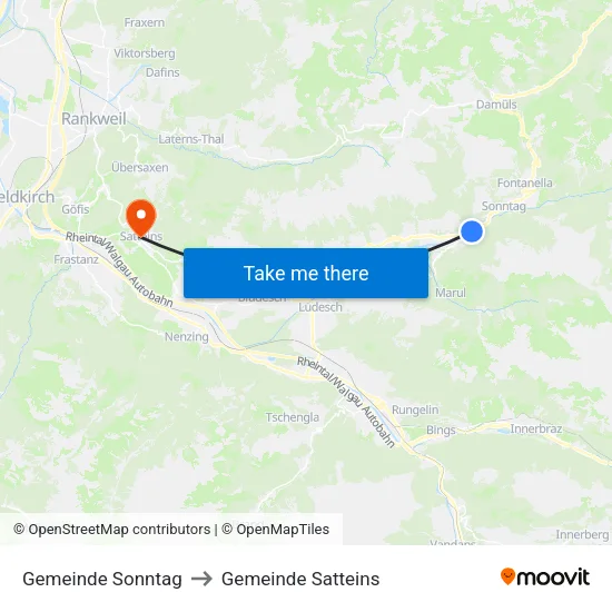 Gemeinde Sonntag to Gemeinde Satteins map