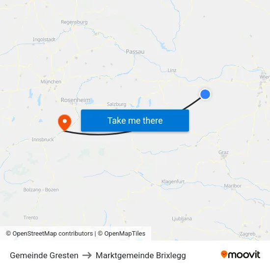 Gemeinde Gresten to Marktgemeinde Brixlegg map