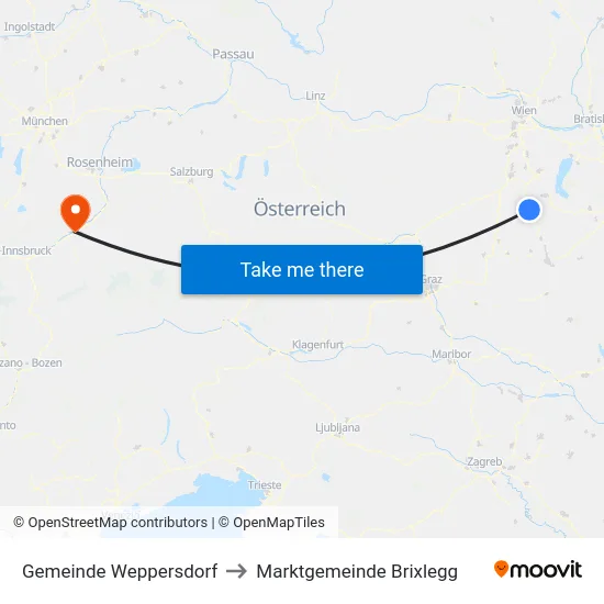 Gemeinde Weppersdorf to Marktgemeinde Brixlegg map