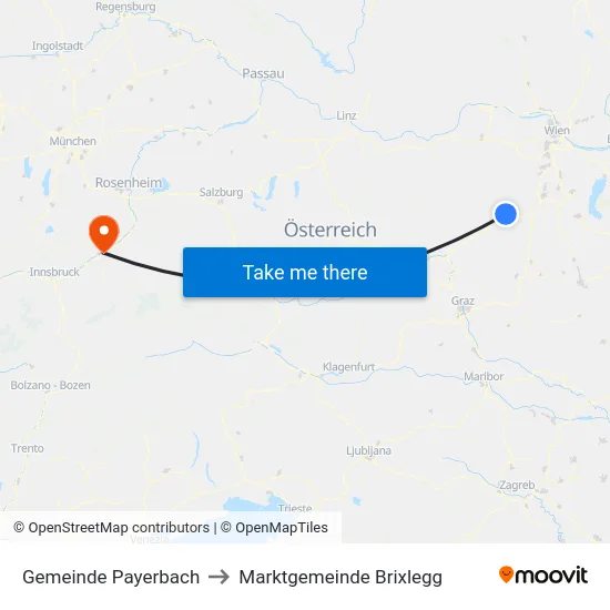 Gemeinde Payerbach to Marktgemeinde Brixlegg map