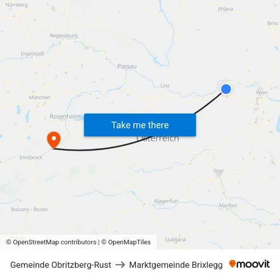 Gemeinde Obritzberg-Rust to Marktgemeinde Brixlegg map