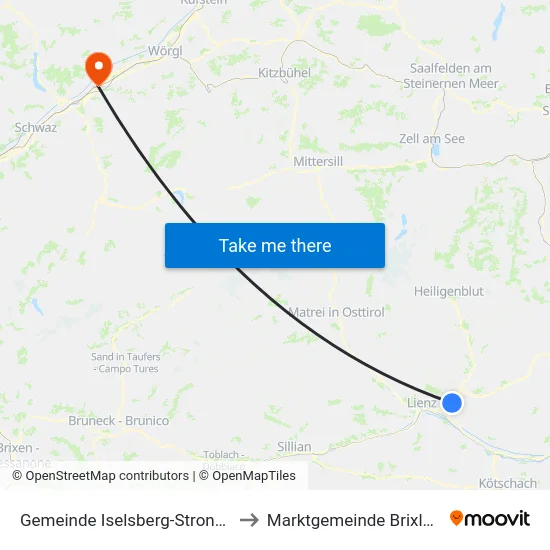 Gemeinde Iselsberg-Stronach to Marktgemeinde Brixlegg map