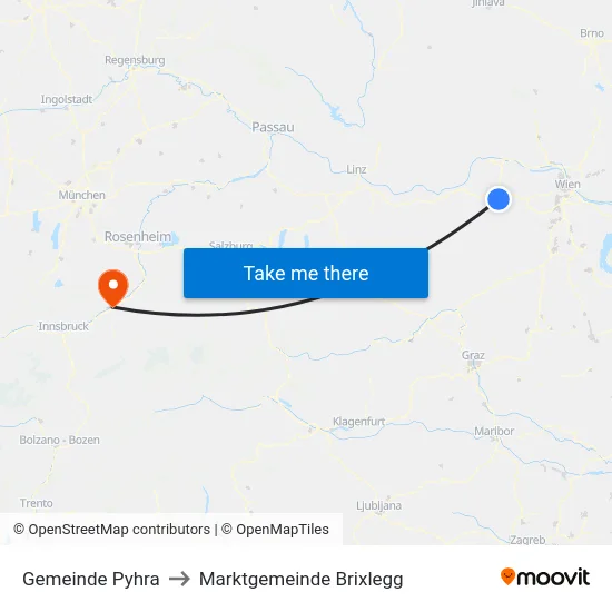 Gemeinde Pyhra to Marktgemeinde Brixlegg map