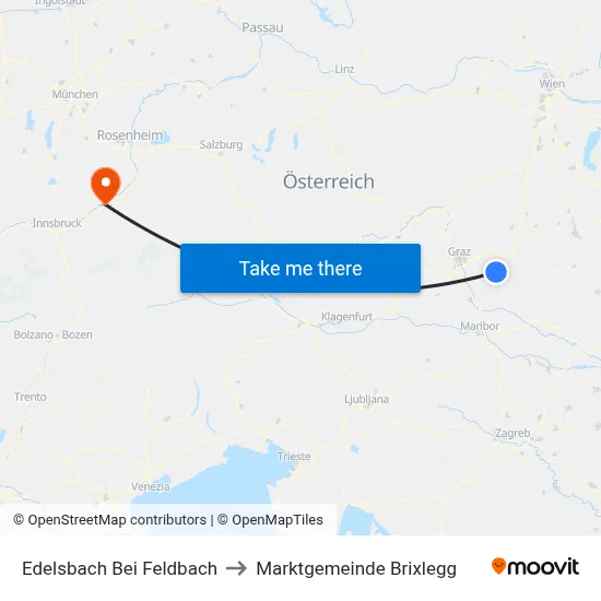 Edelsbach Bei Feldbach to Marktgemeinde Brixlegg map