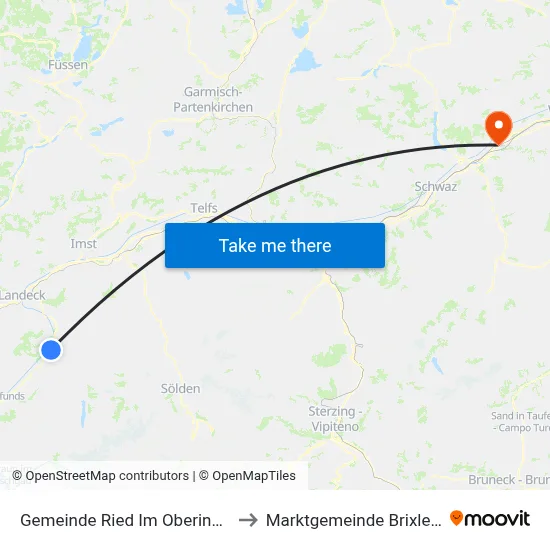 Gemeinde Ried Im Oberinntal to Marktgemeinde Brixlegg map