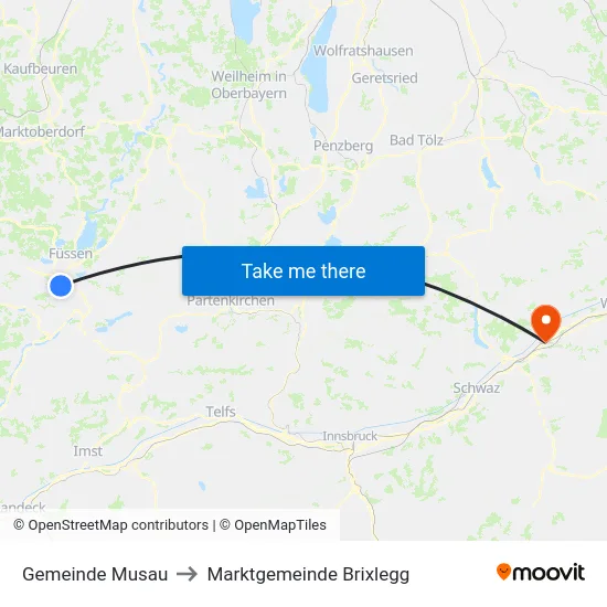 Gemeinde Musau to Marktgemeinde Brixlegg map