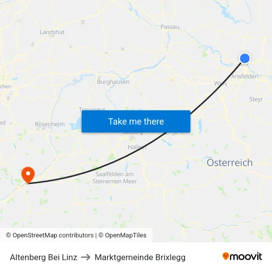 Altenberg Bei Linz to Marktgemeinde Brixlegg map