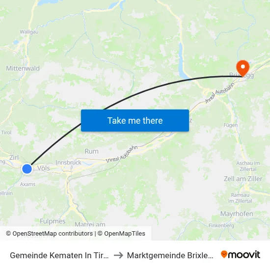 Gemeinde Kematen In Tirol to Marktgemeinde Brixlegg map