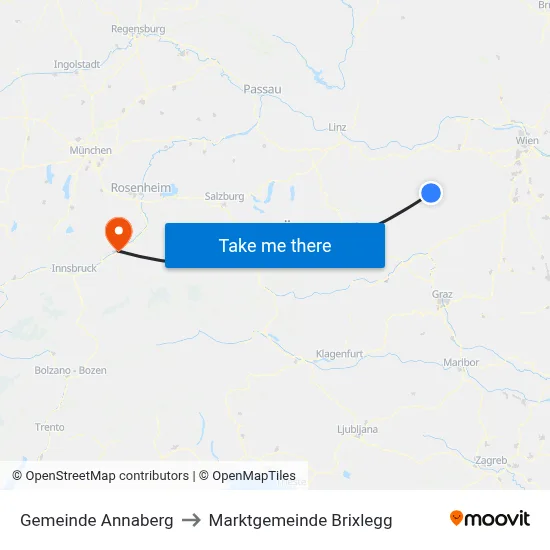 Gemeinde Annaberg to Marktgemeinde Brixlegg map