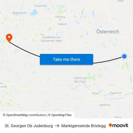 St. Georgen Ob Judenburg to Marktgemeinde Brixlegg map